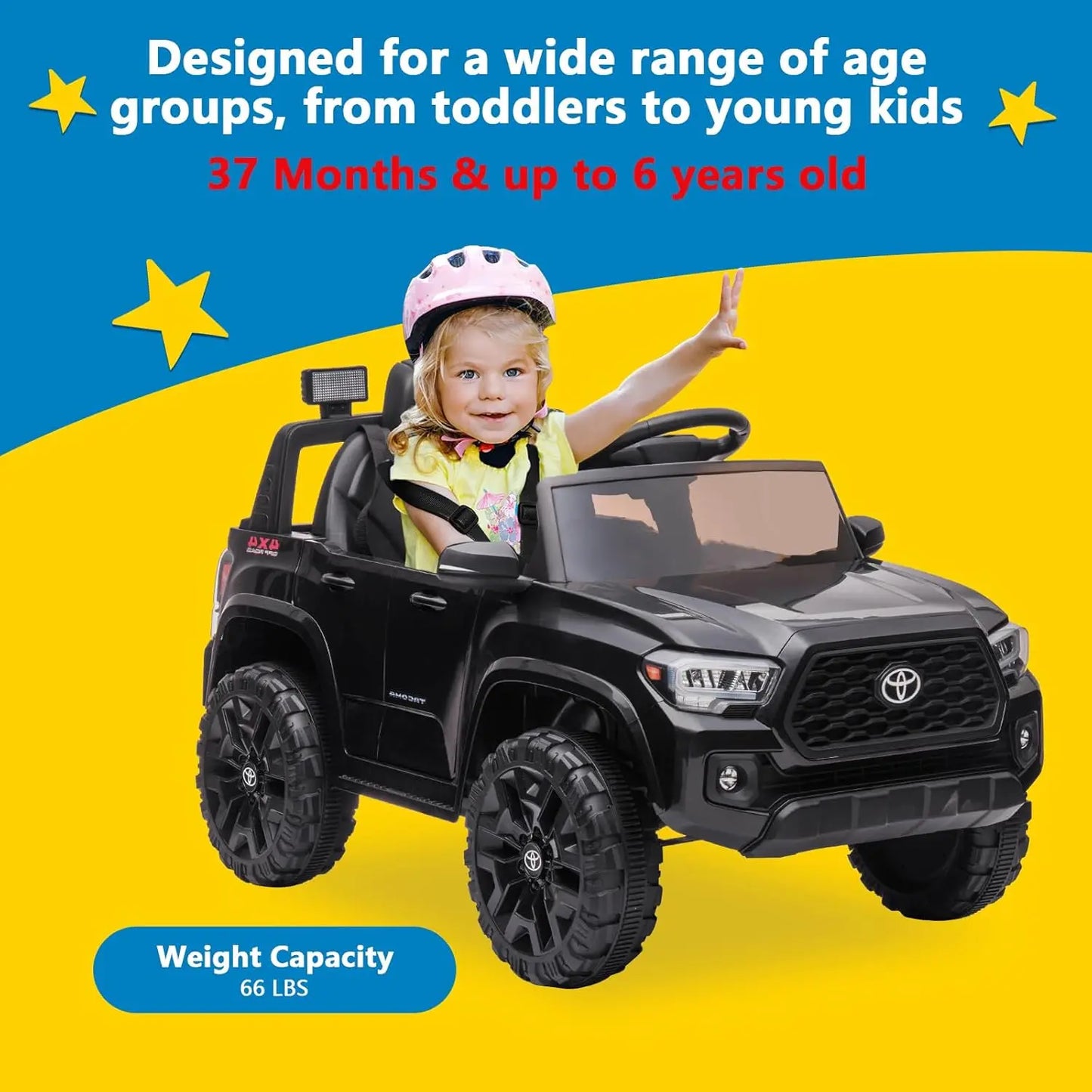 12V Kids Ride on Truck Electric Vehicle Toy with Remote Control, Spring Suspension Safety Belt, Soft Start, LED Light, 3 Speeds