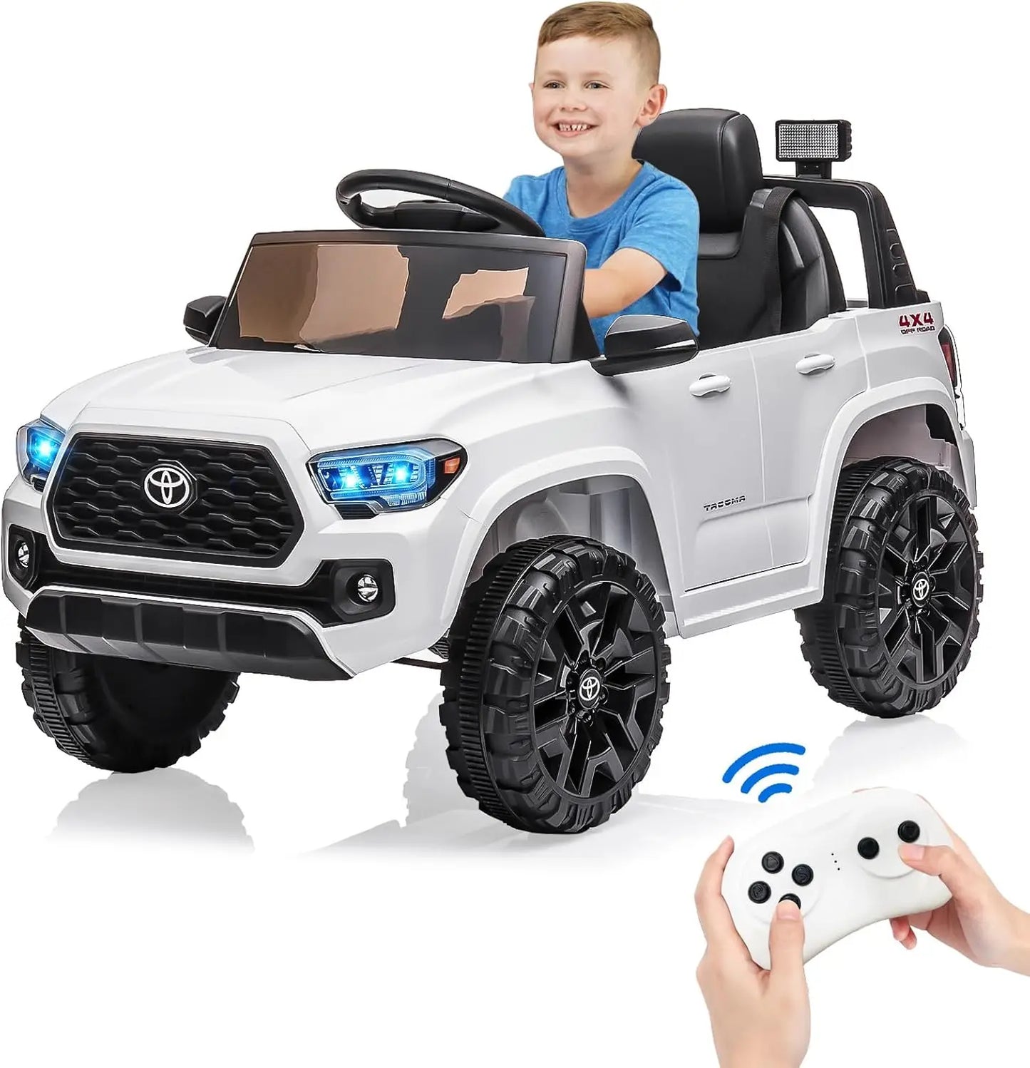 12V Kids Ride on Truck Electric Vehicle Toy with Remote Control, Spring Suspension Safety Belt, Soft Start, LED Light, 3 Speeds