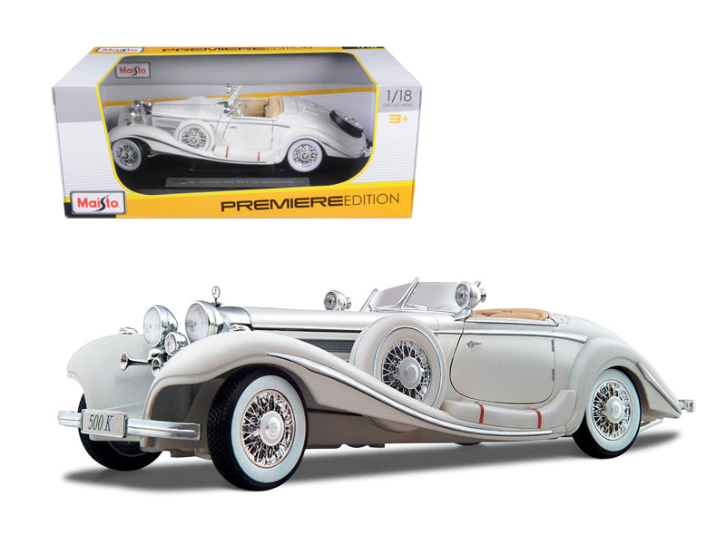 1936 Mercedes Benz 500 K Special Roadster White 1/18 Diecast Model Car