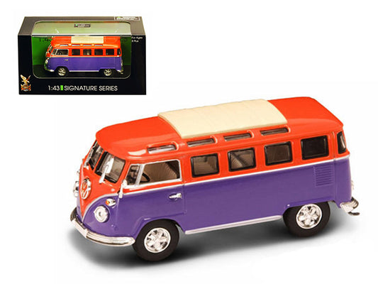 1962 Volkswagen Microbus Van Bus Orange/Purple 1/43 Diecast Car by