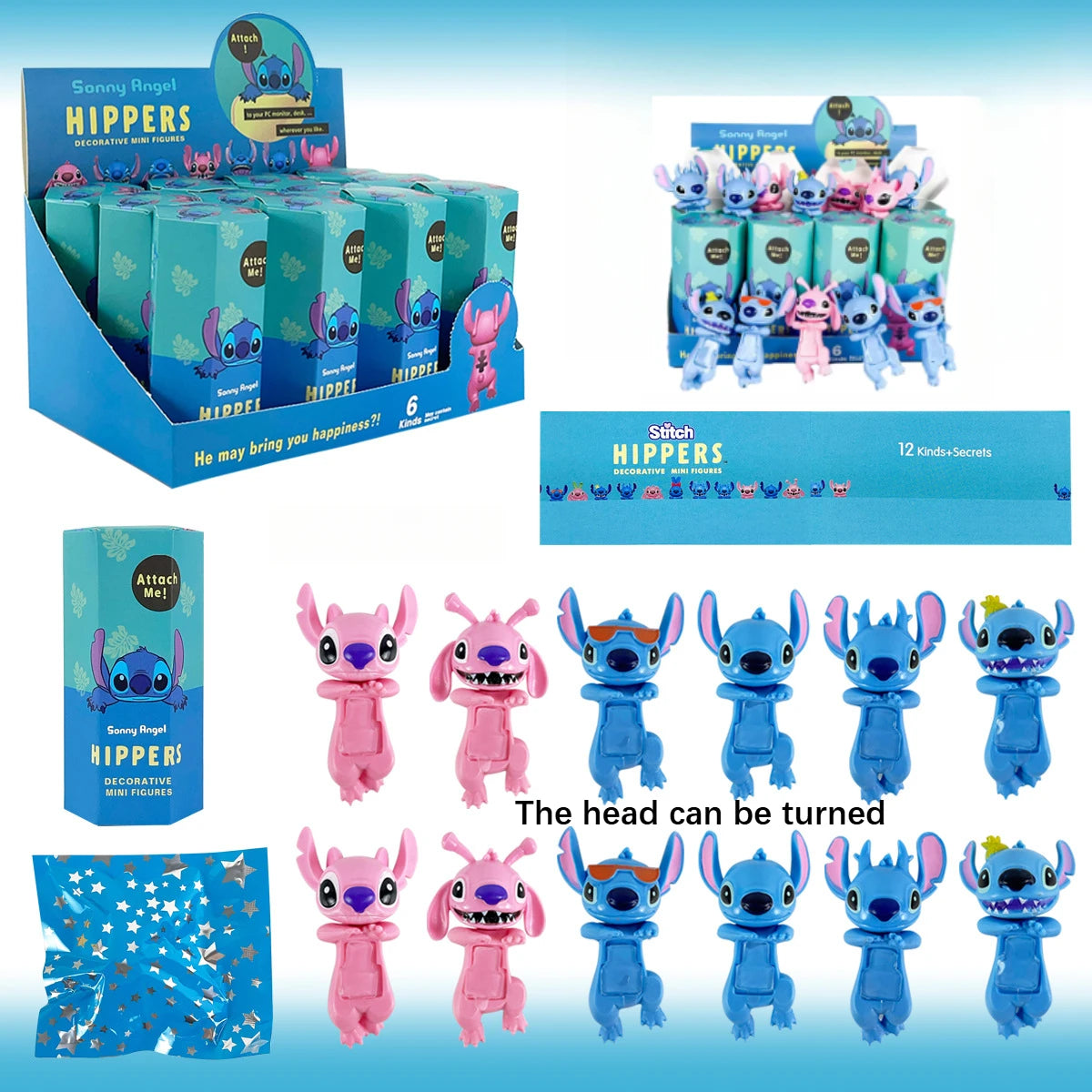 12pcs Disney Stitch Lie Prone Series Box Car Phone Toy Doll Decoration Stitch Mysterious Box Sonny Angel For Kid Birthday Gift