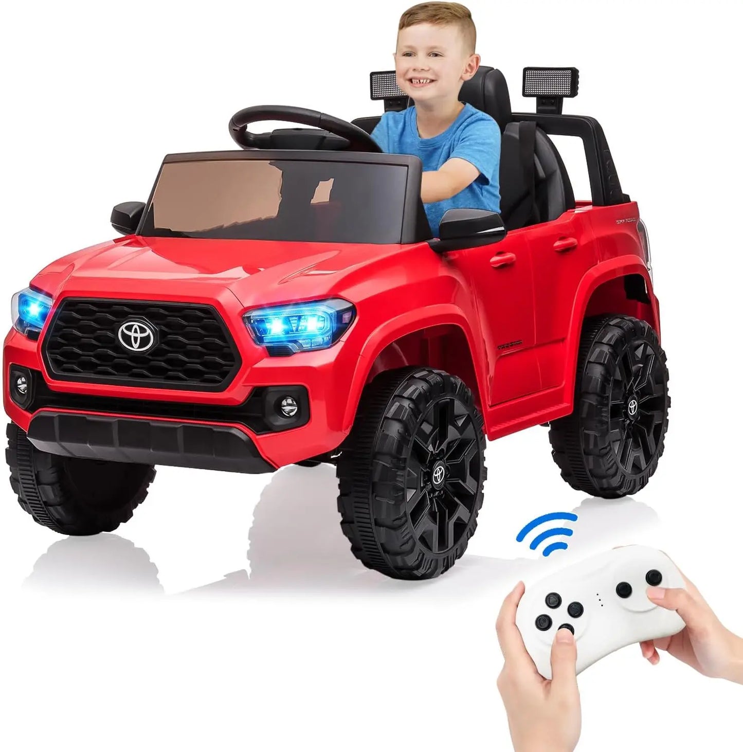 12V Kids Ride on Truck Electric Vehicle Toy with Remote Control, Spring Suspension Safety Belt, Soft Start, LED Light, 3 Speeds